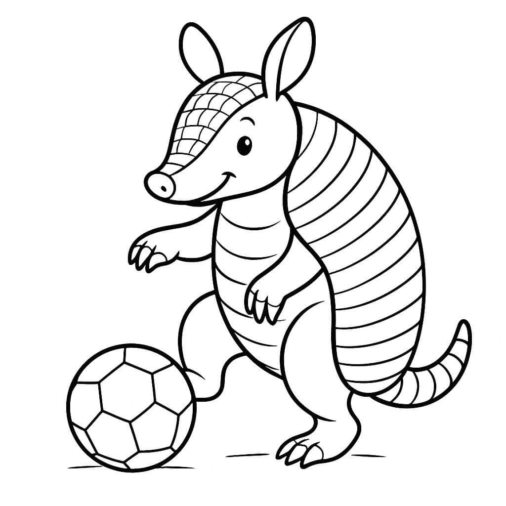 Tatu jogando futebol para colorir