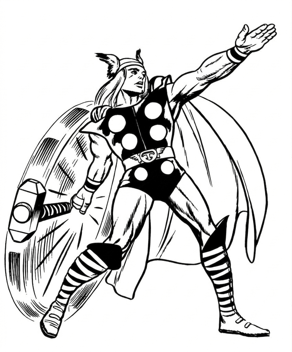 Thor preparando ataque para colorir