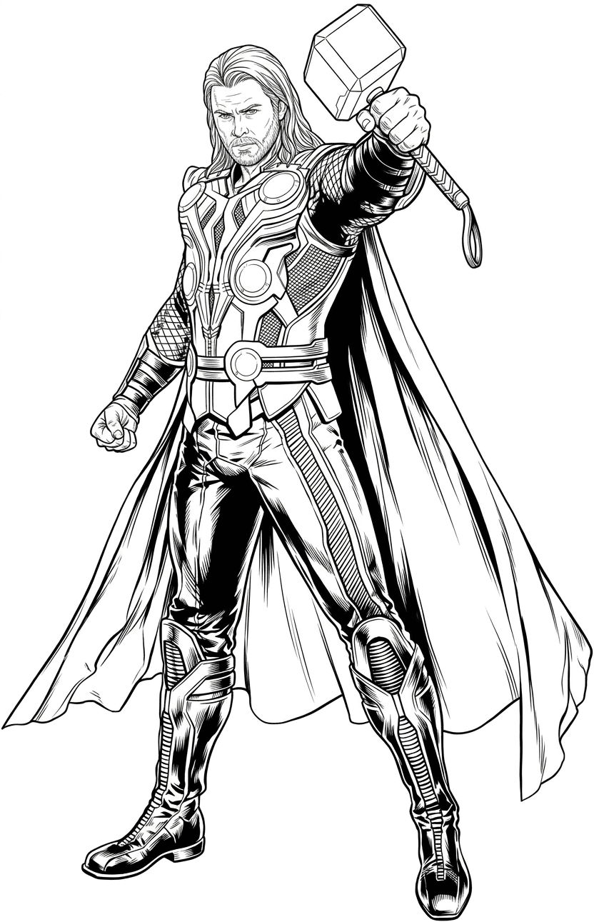 Thor realista para colorir