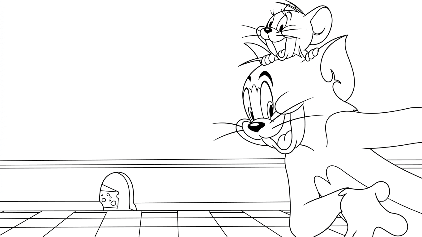 Os amigos Tom e Jerry para colorir