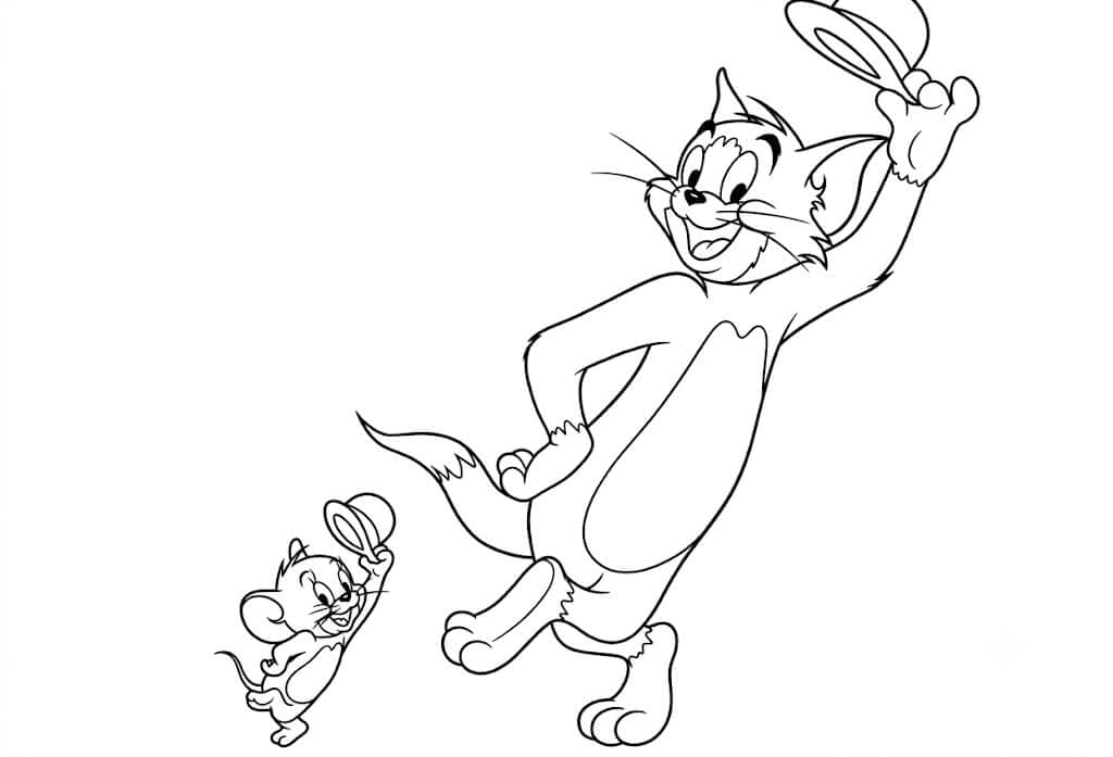Tom e Jerry dançando para colorir