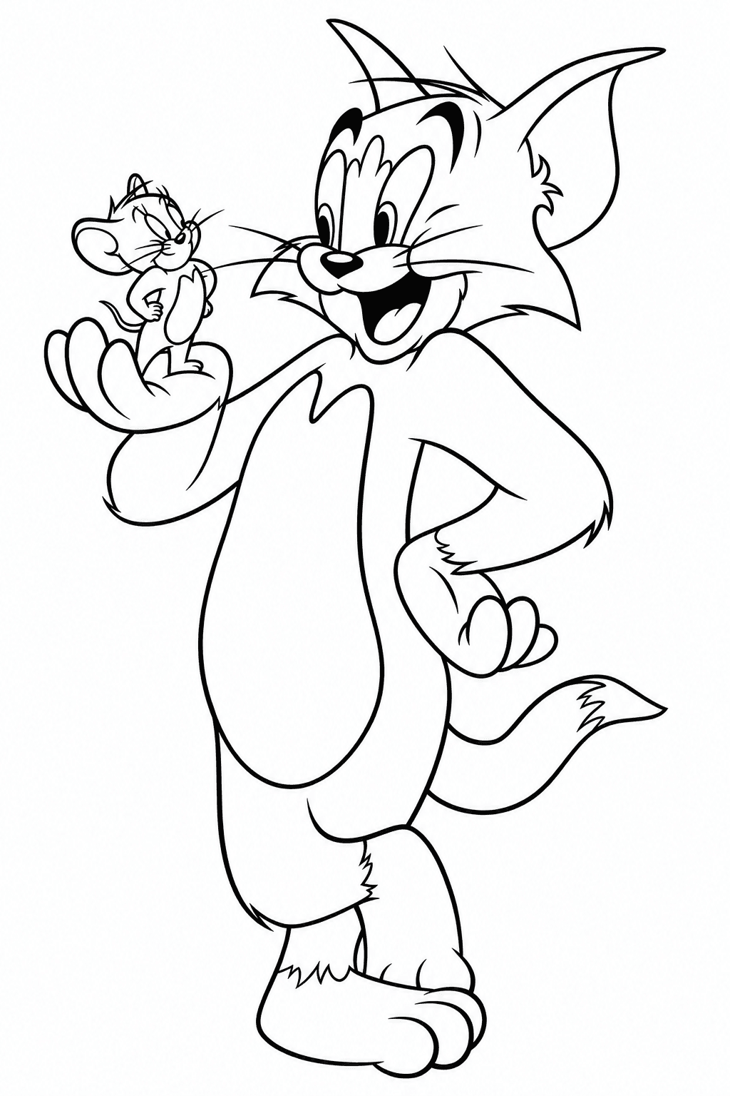 Tom segurando Jerry para colorir
