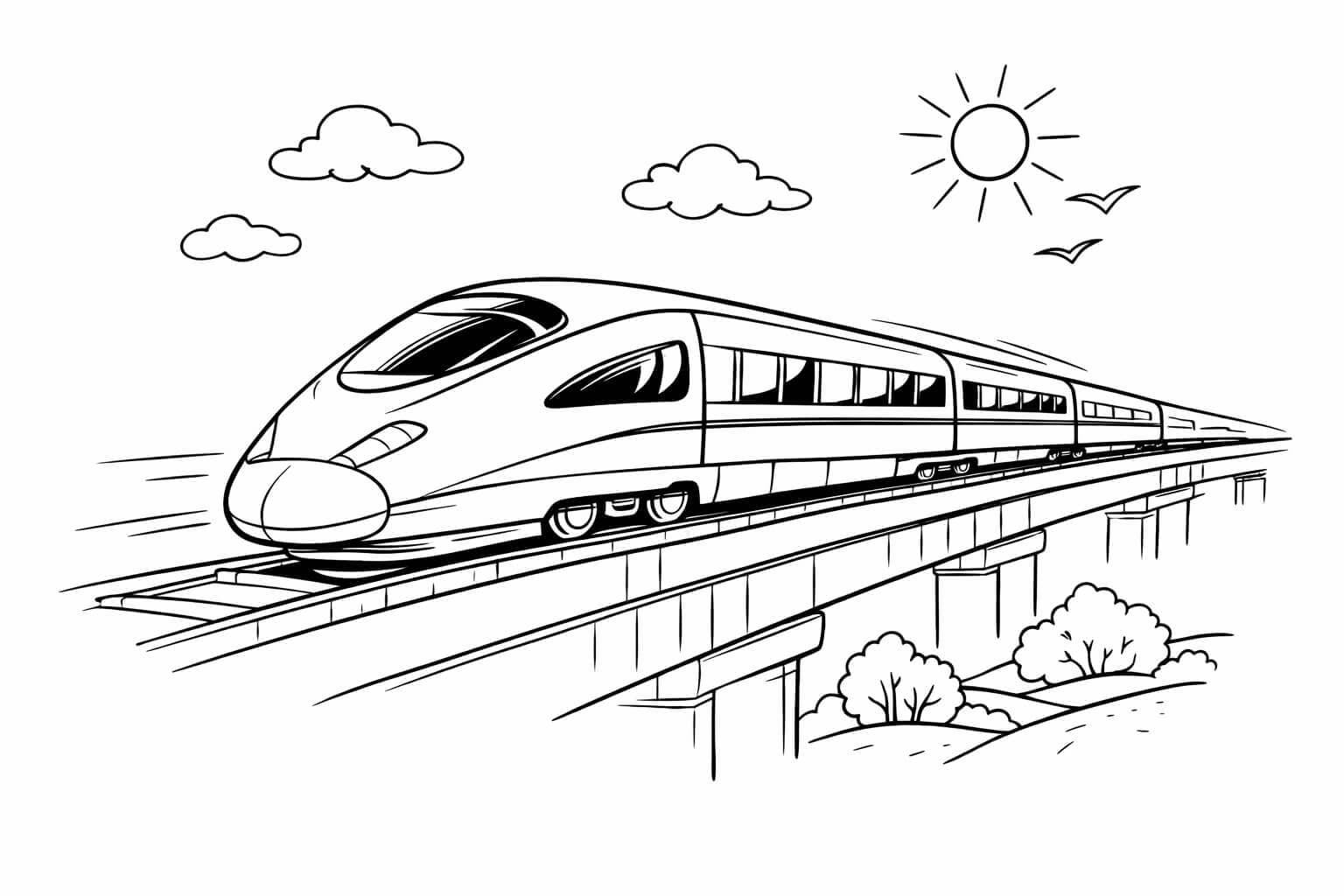 Trem bala para colorir