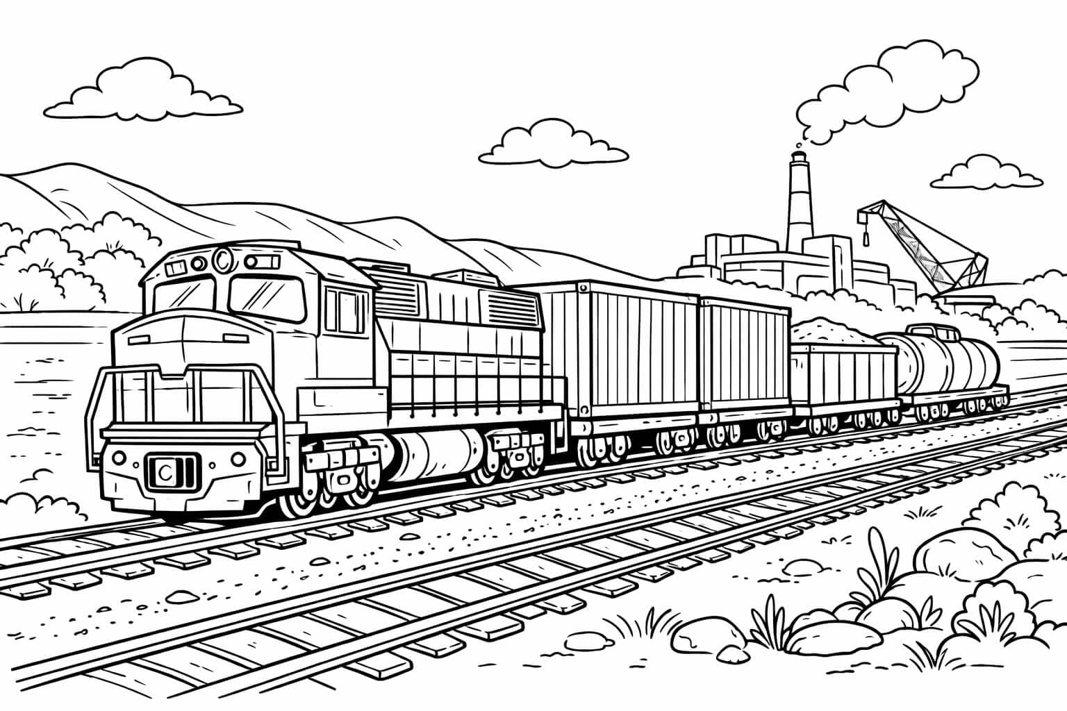 Trem de carga para colorir