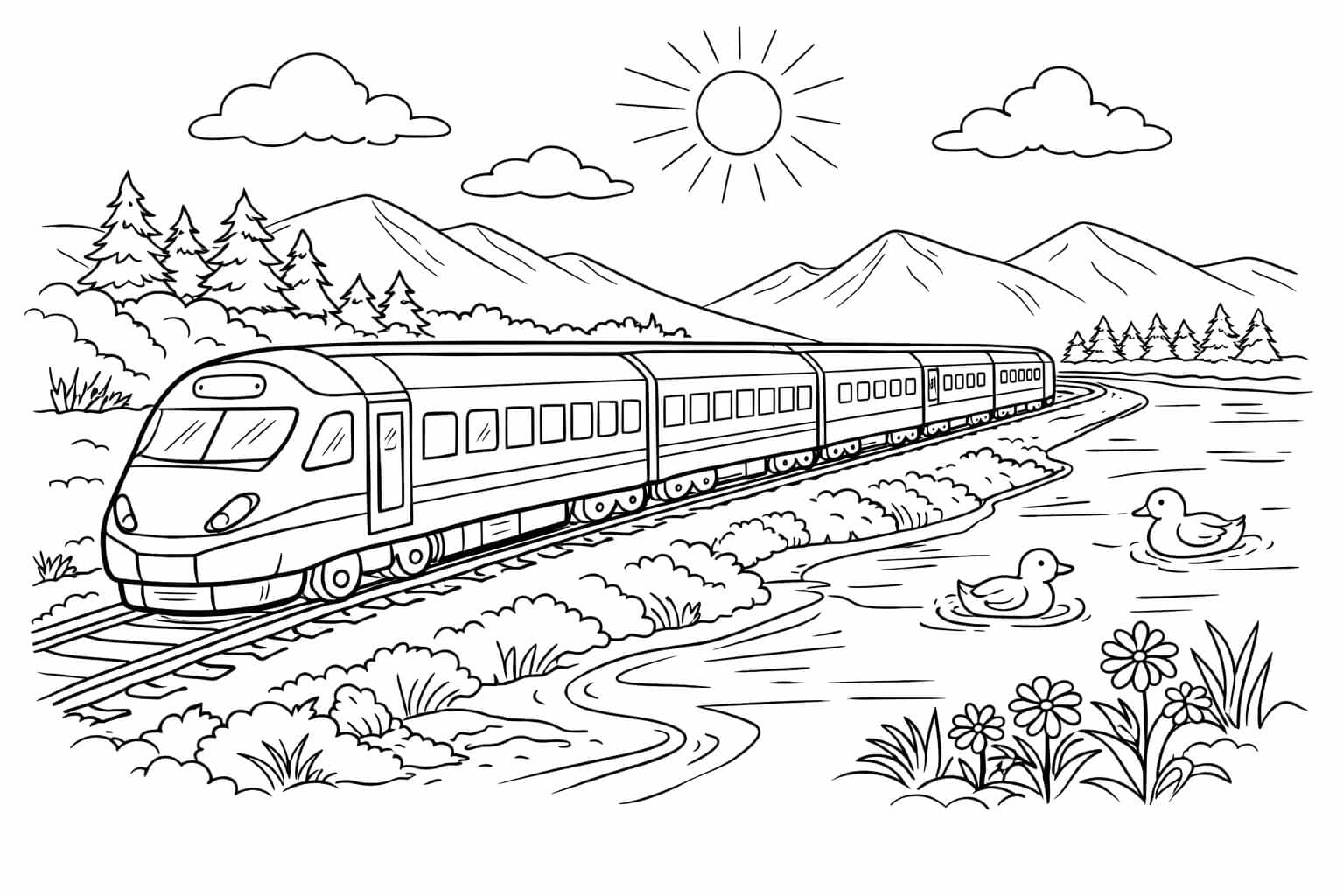 Trem de passageiros para colorir