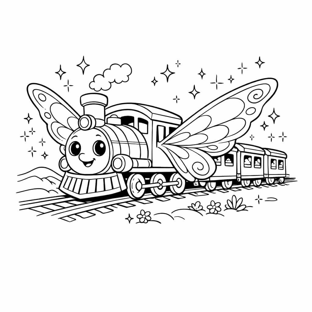 Trem fada para colorir