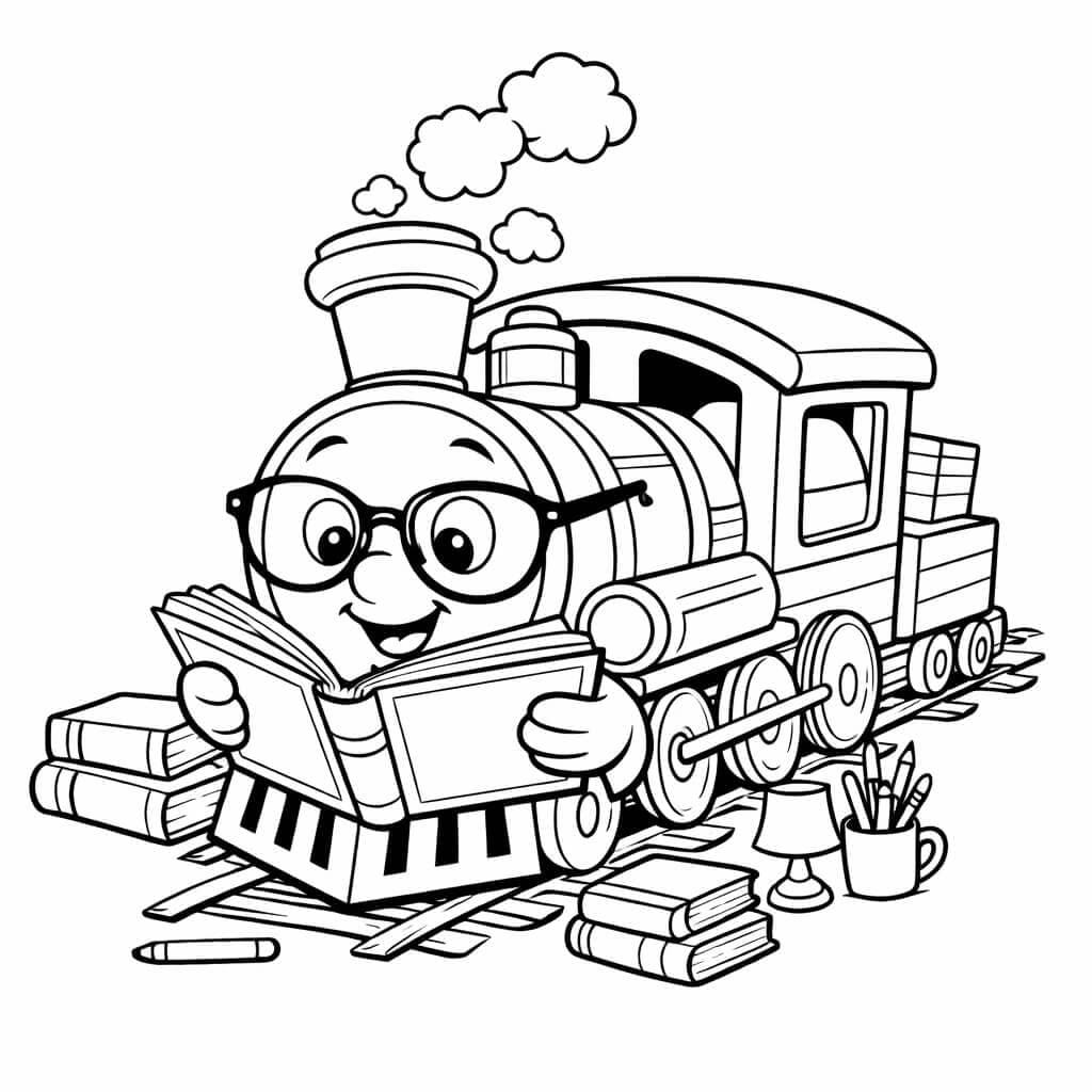 Trem leitor para colorir