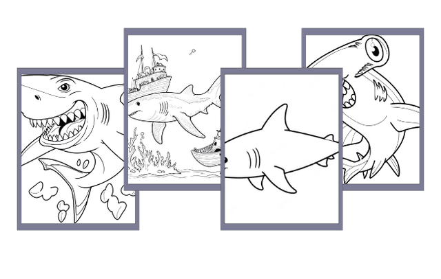 Desenhos de Tubarões para colorir