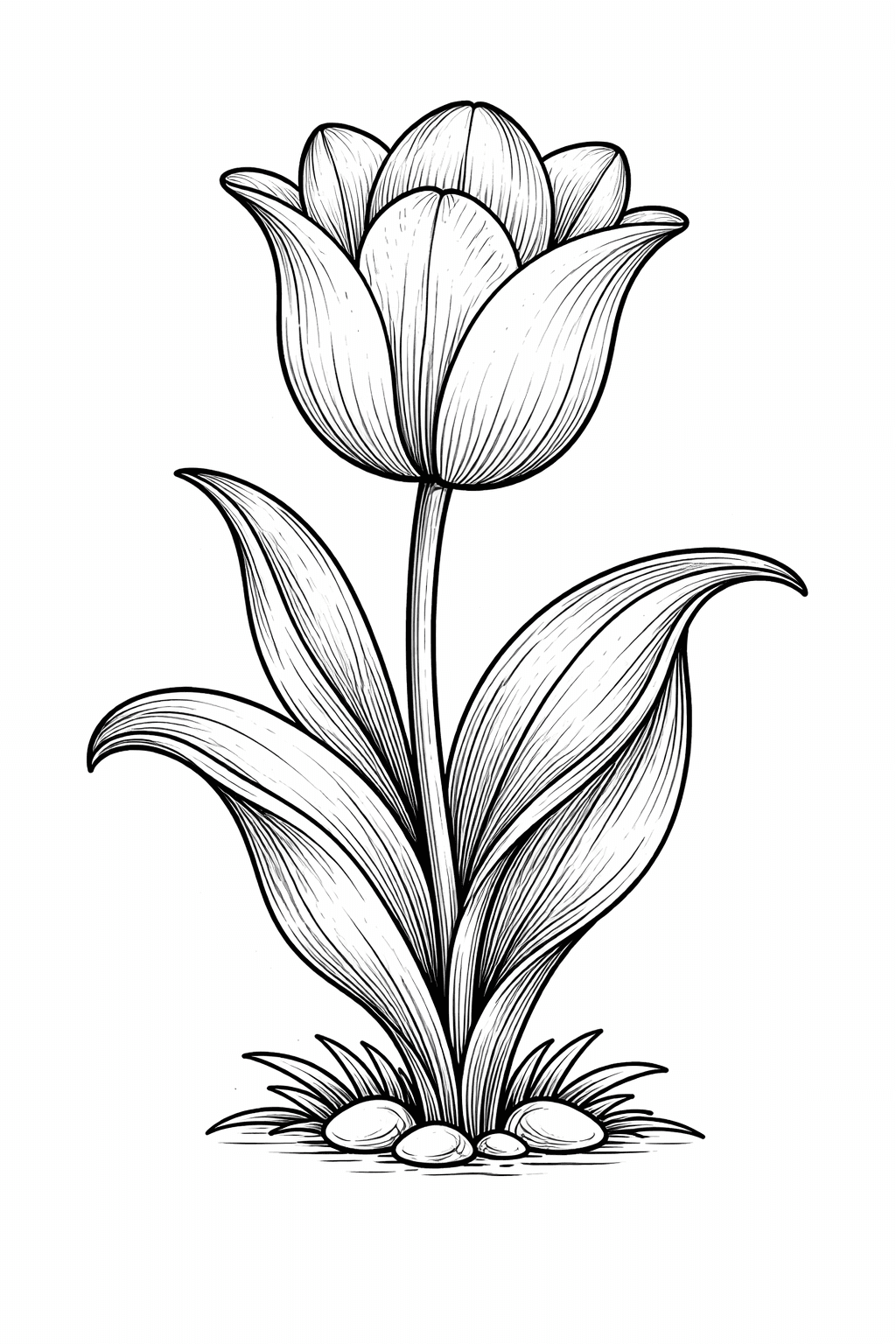 Tulipa detalhada para colorir