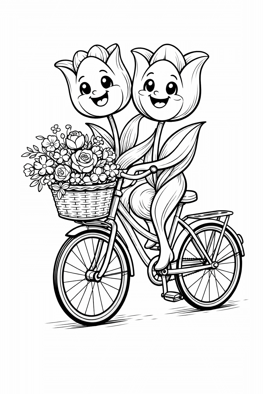 Tulipas de bicicleta para colorir