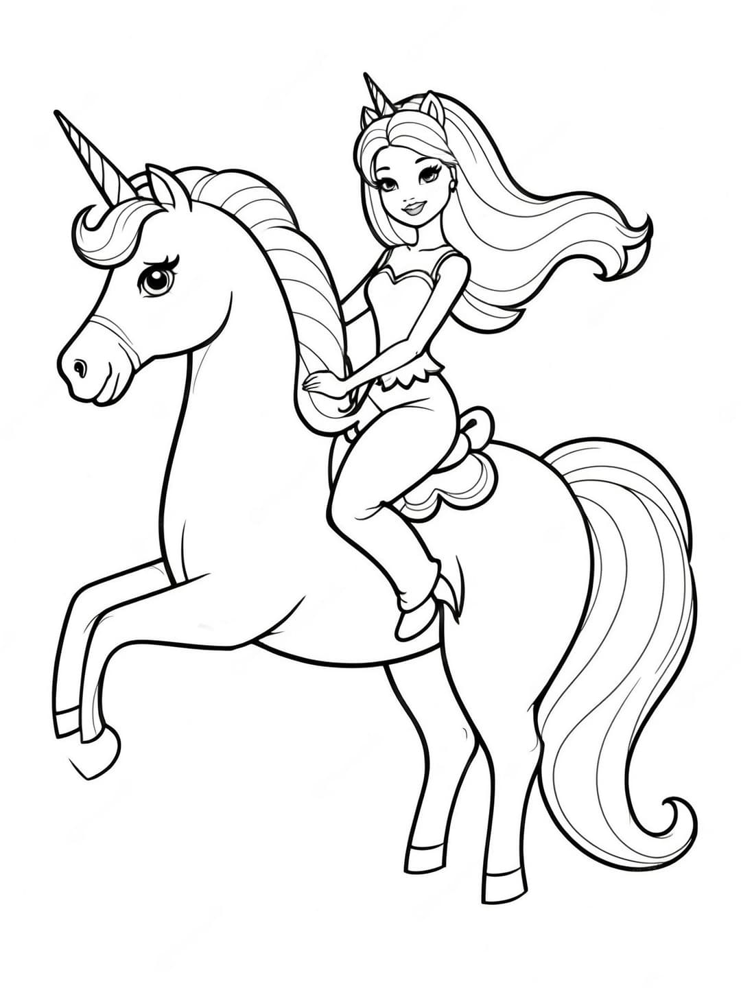 desenho para colorir barbie unicornio