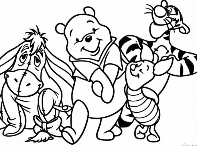 Ursinho Pooh e sua turma para colorir
