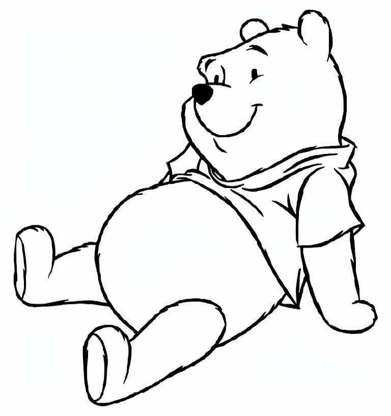 Ursinho Pooh sentado para colorir