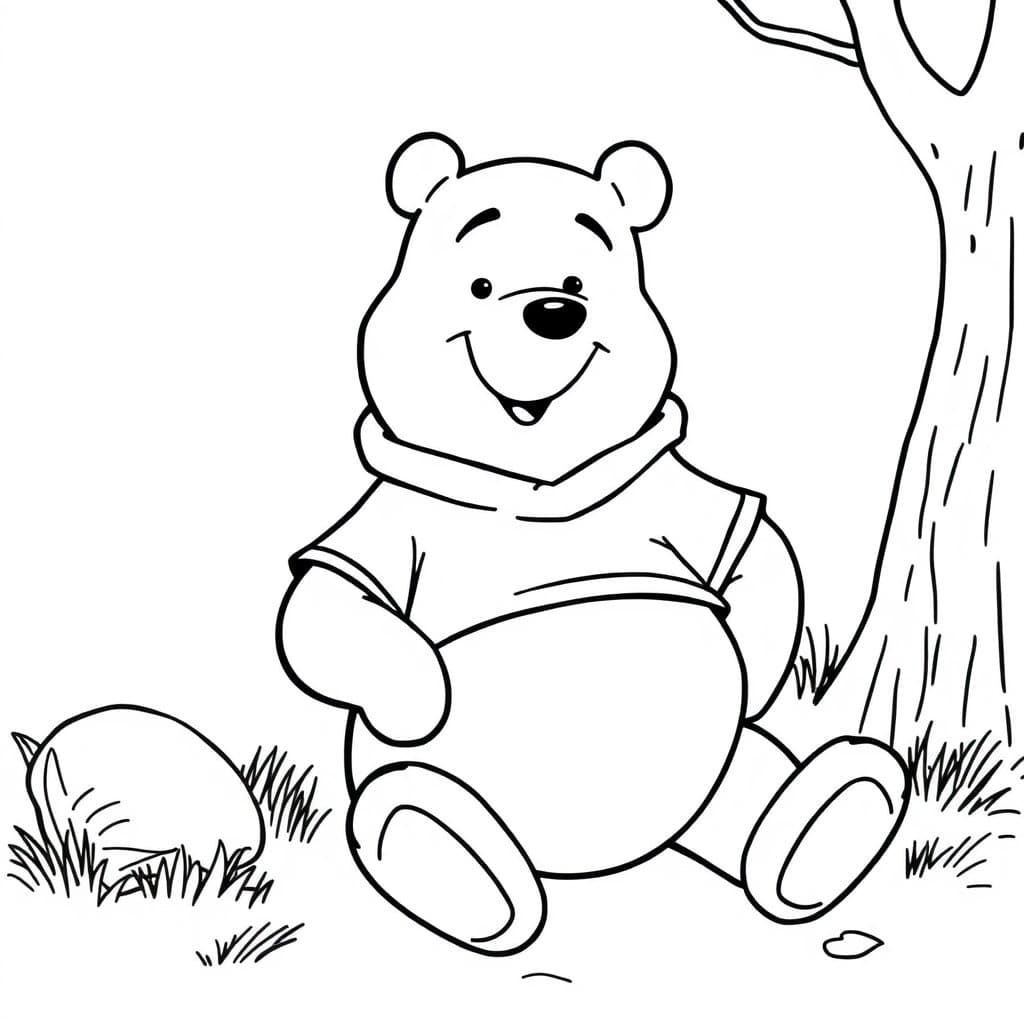 Ursinho Pooh sentado 2 para colorir