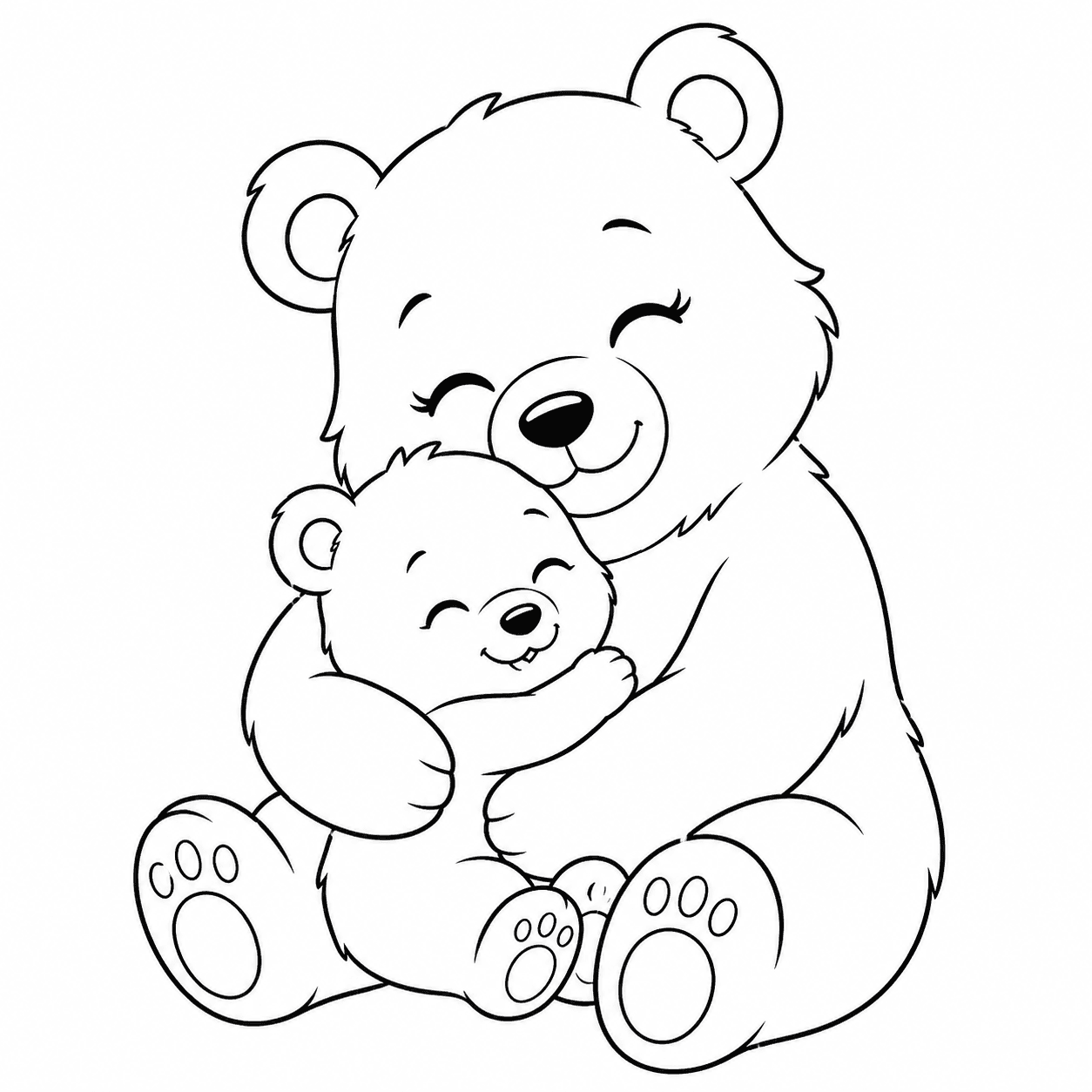 Ursa e filhote para colorir