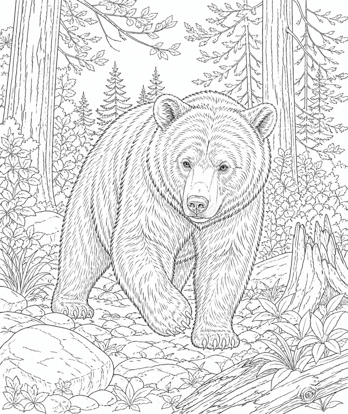 Urso realista para colorir