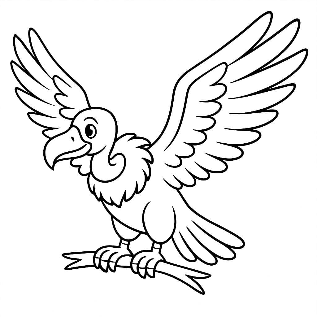 Urubu de asas abertas para colorir