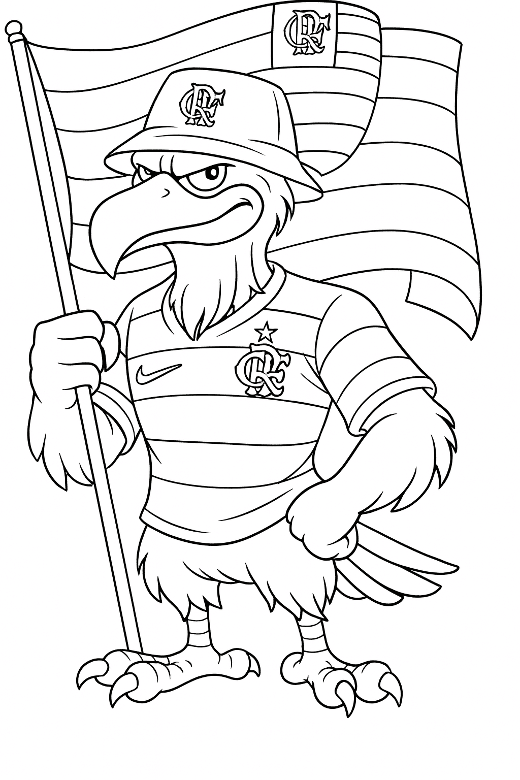Urubu do Flamengo com bandeira para colorir