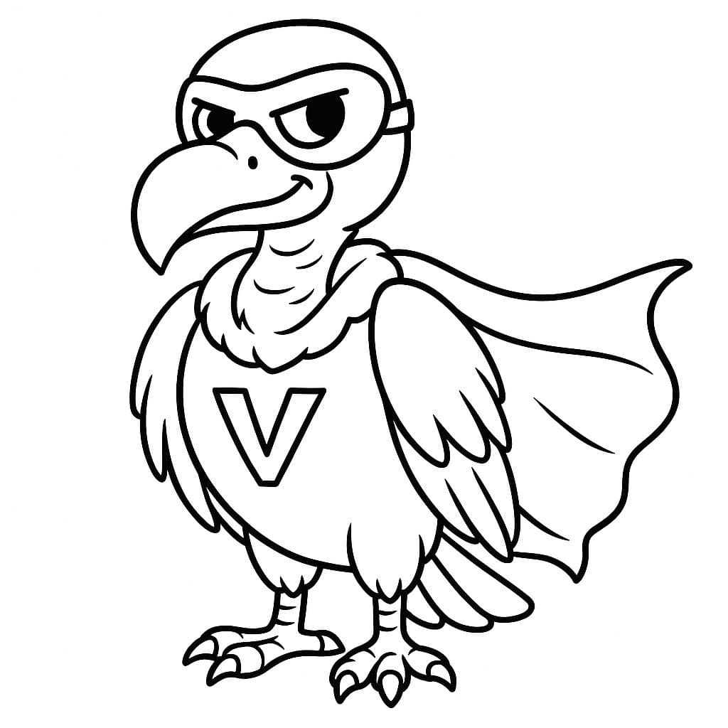 Urubu super‑herói para colorir