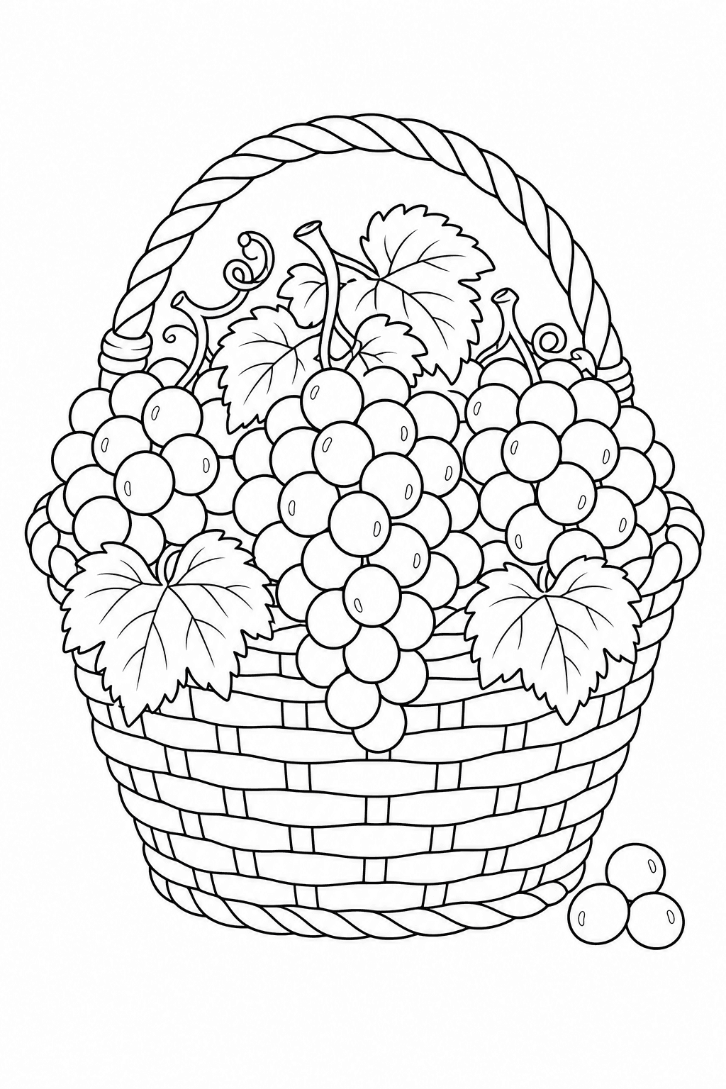 Cesta de uvas para colorir