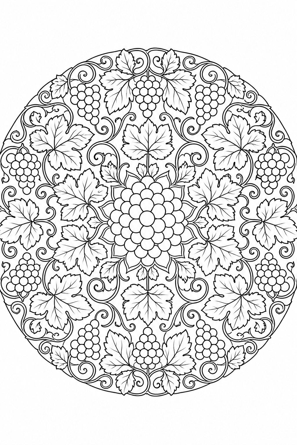 Mandala de uvas para colorir