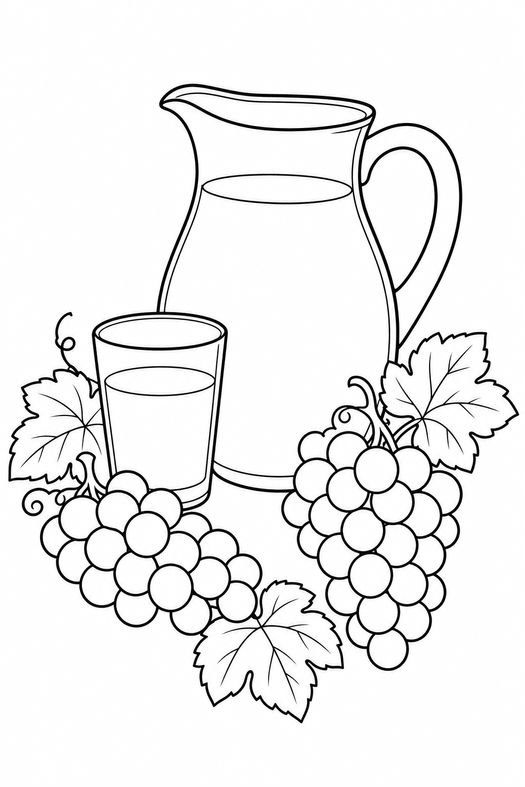 Suco e uvas para colorir