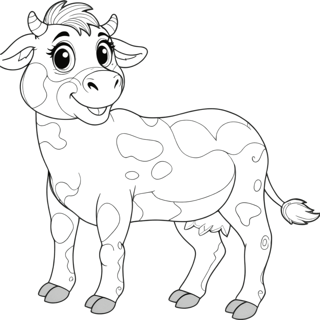 Vaca feliz para colorir
