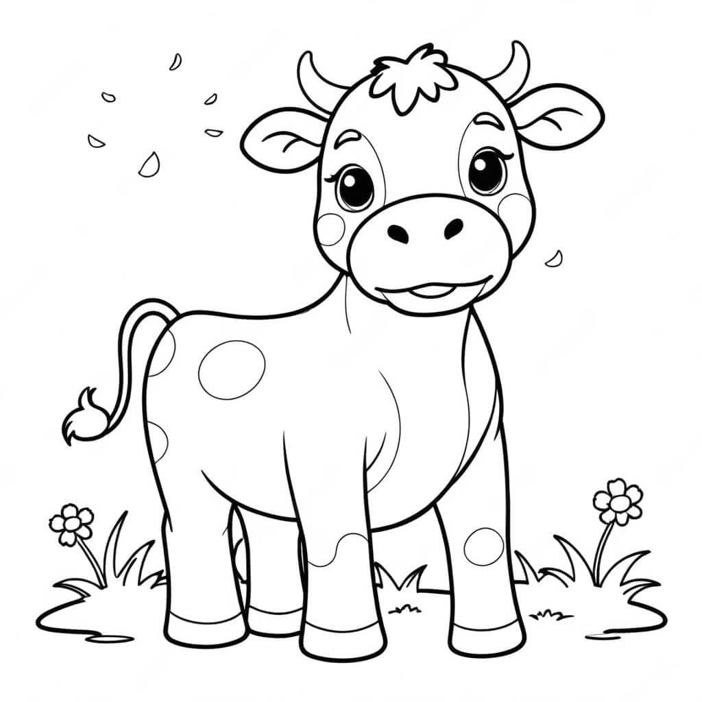 Vaca jovem para colorir