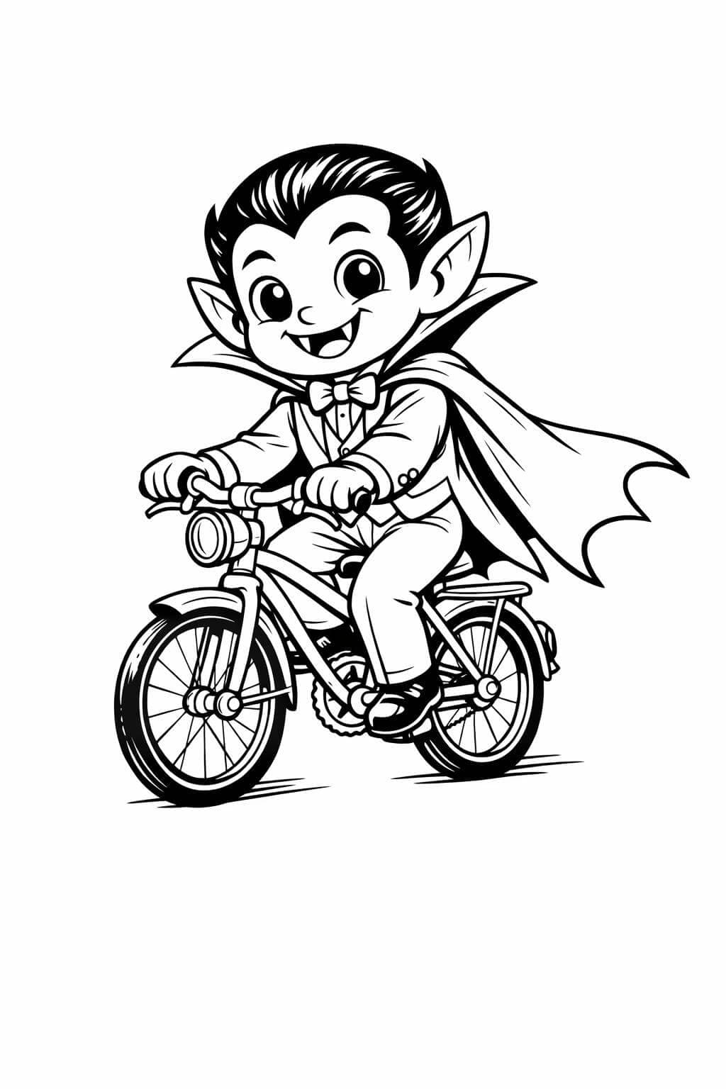 Vampiro andando de bicicleta para colorir
