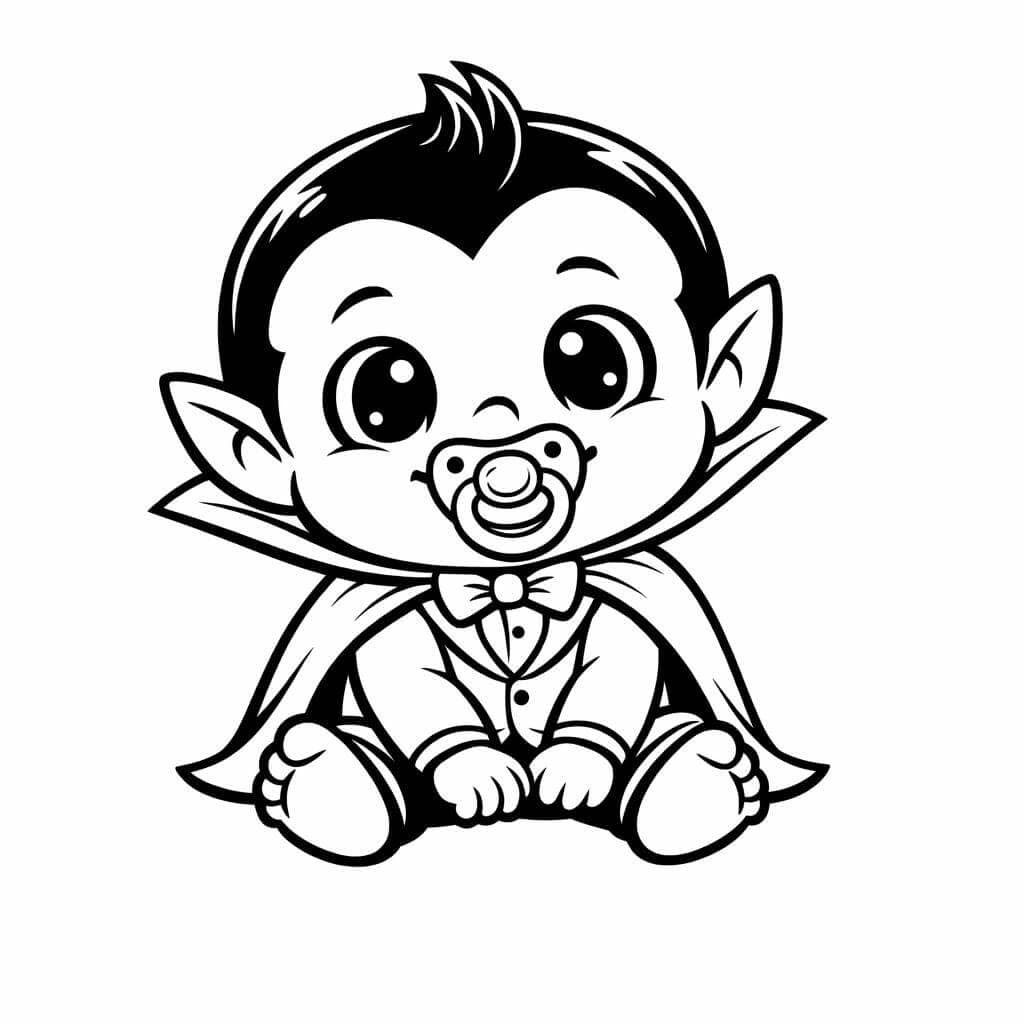 Vampiro bebê com chupeta para colorir