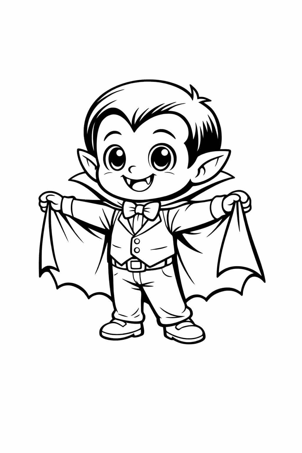 Vampiro criança fantasiado para colorir