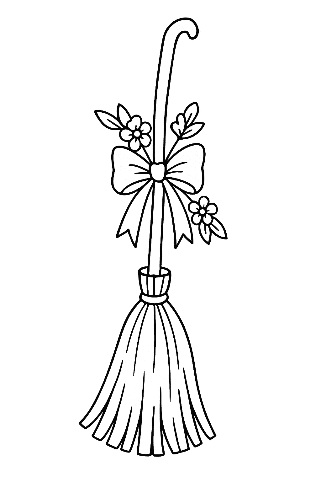 Vassoura decorada para colorir