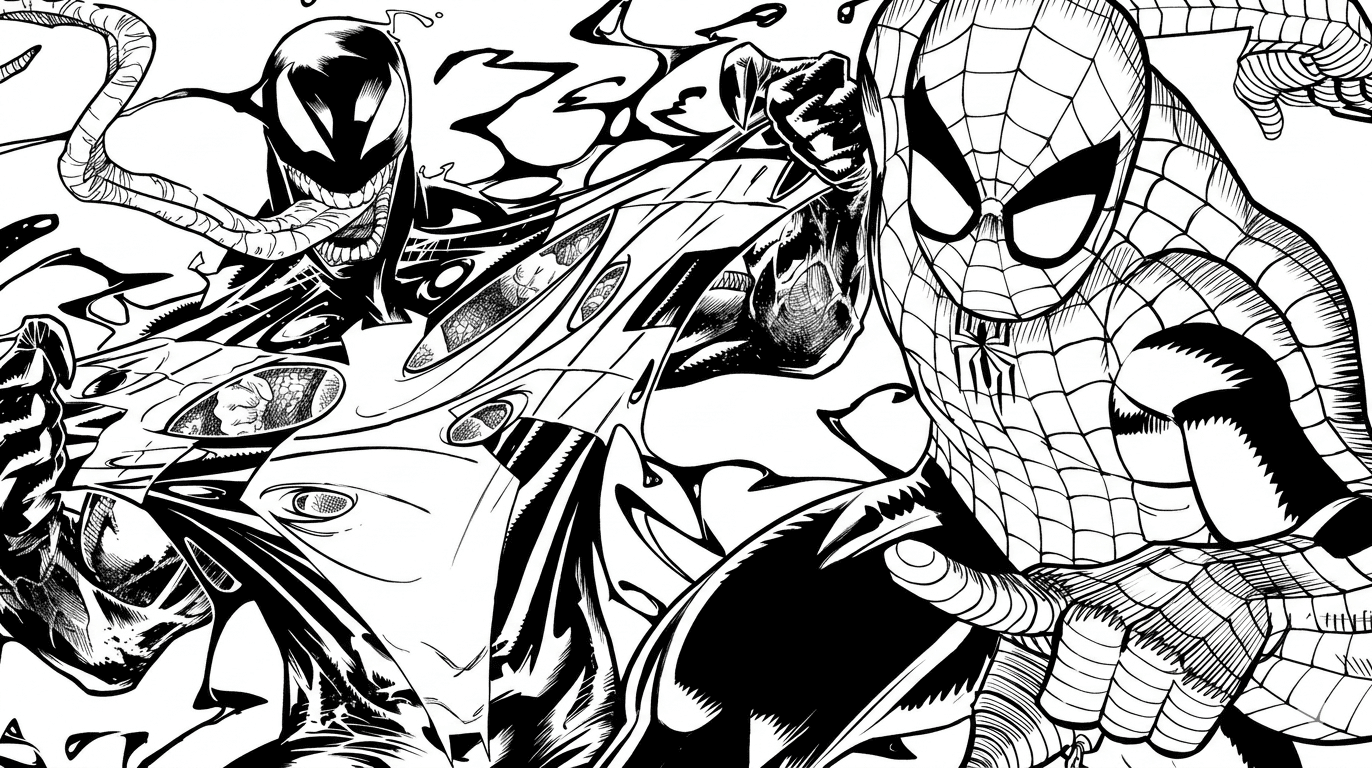Venom e Homem-Aranha para colorir