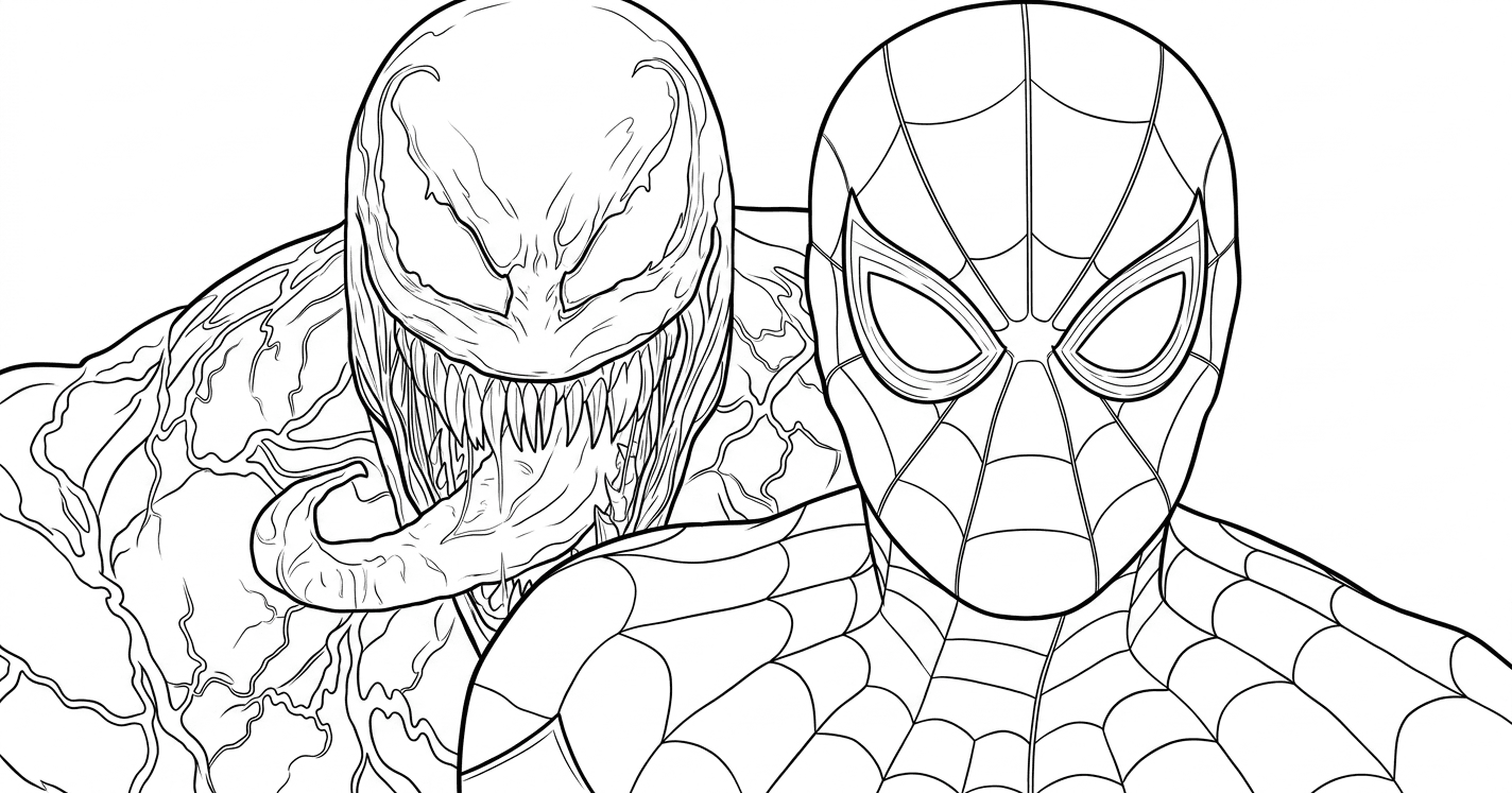 Venom e Homem-Aranha para colorir