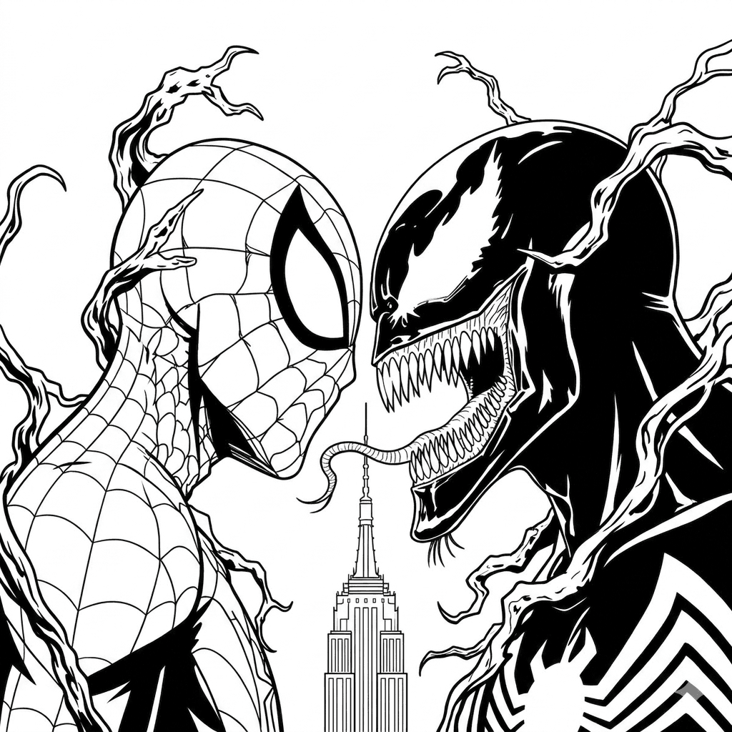 Venom revista com Homem-Aranha para colorir