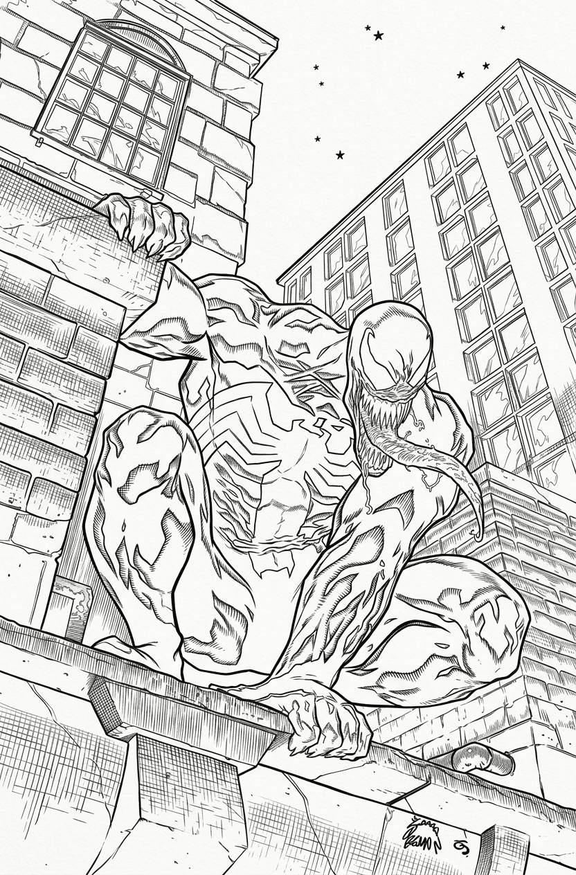 Venom na cidade para colorir