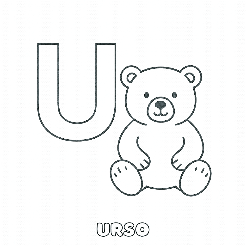 Vogal U de Urso para colorir