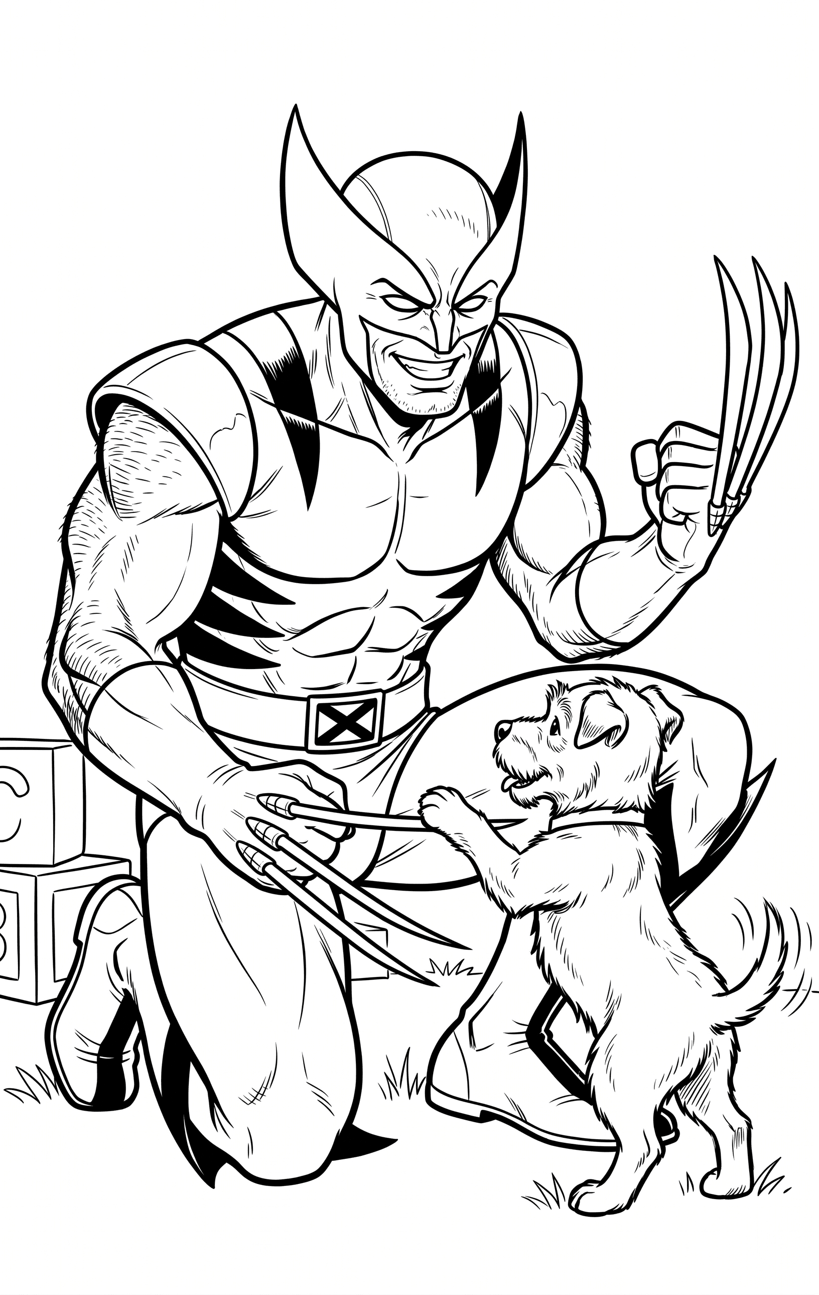 Wolverine com cachorrinho para colorir
