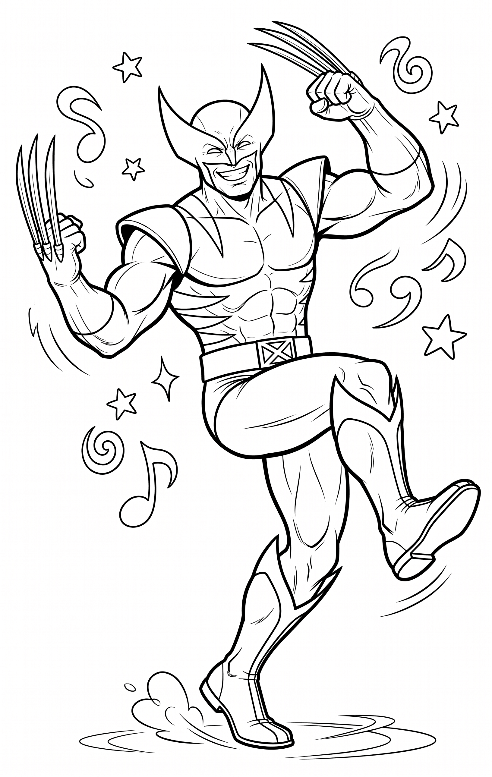 Wolverine dançando para colorir