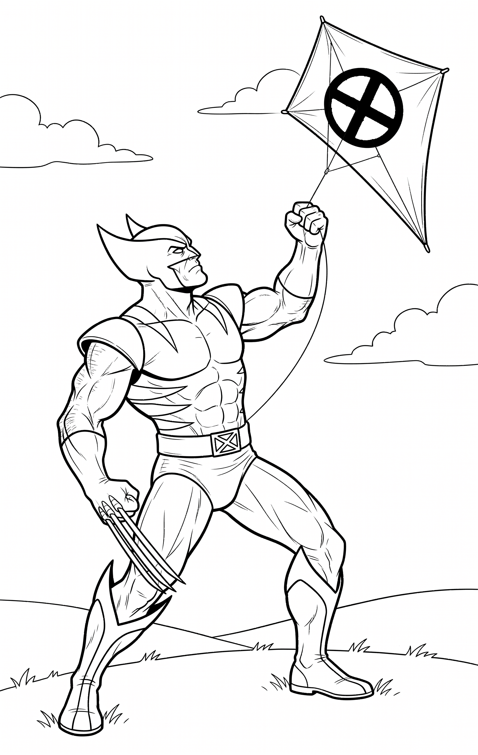 Wolverine empinando pipa para colorir