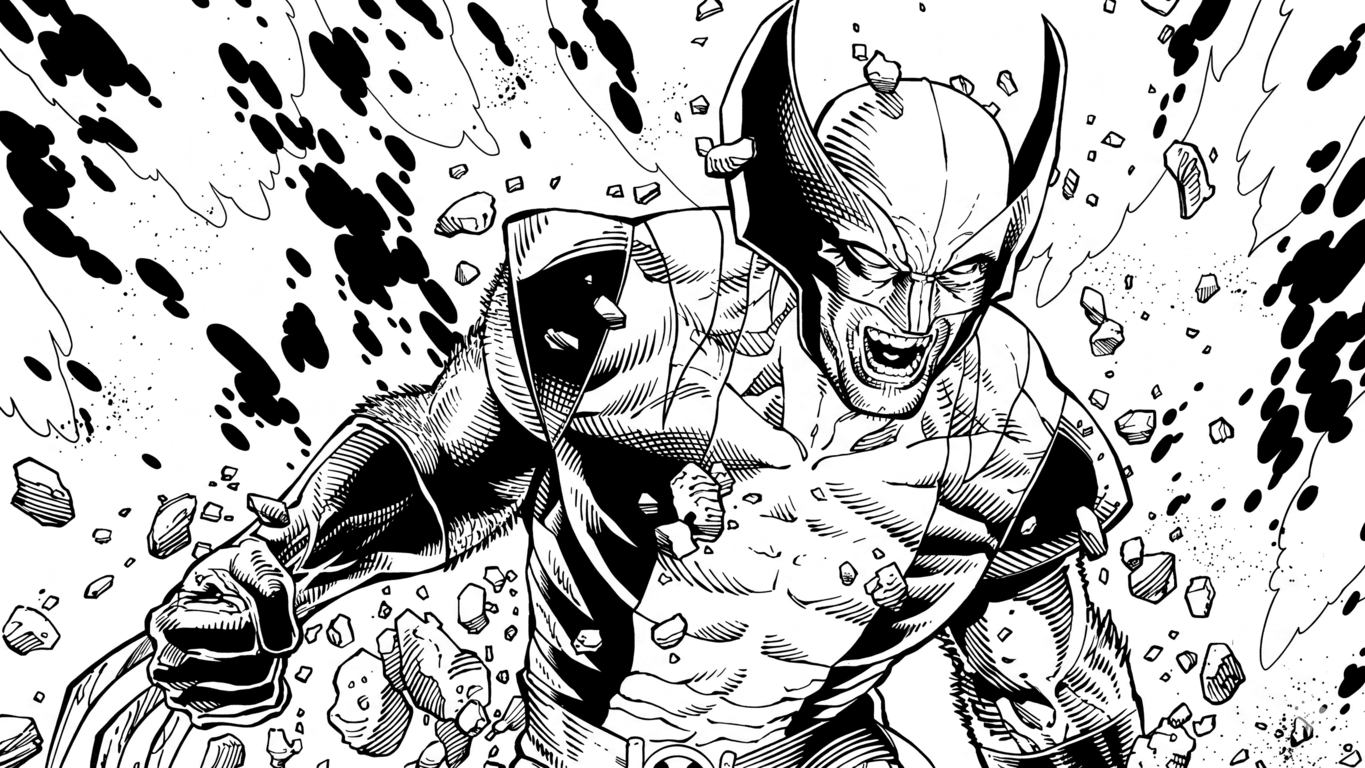 Wolverine furioso para colorir