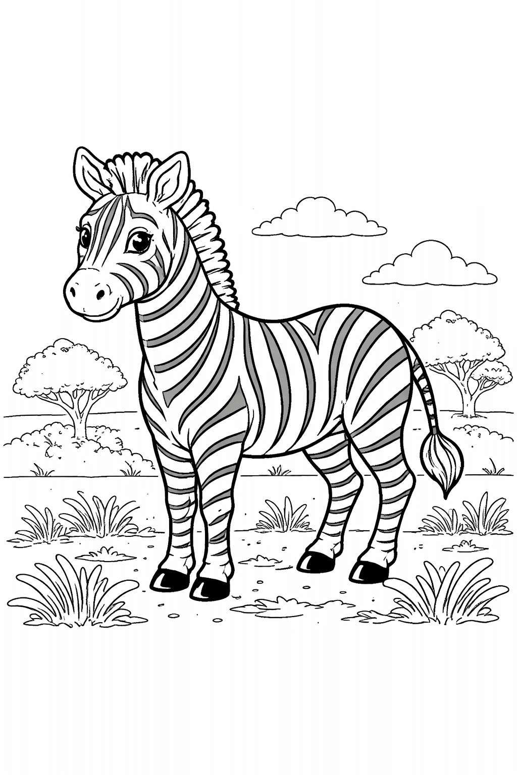 Zebra nas nuvens para colorir