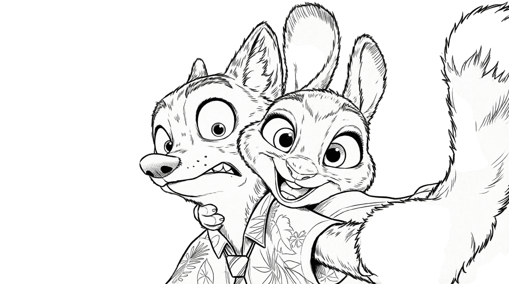 Judy e Nick de Zootopia para colorir
