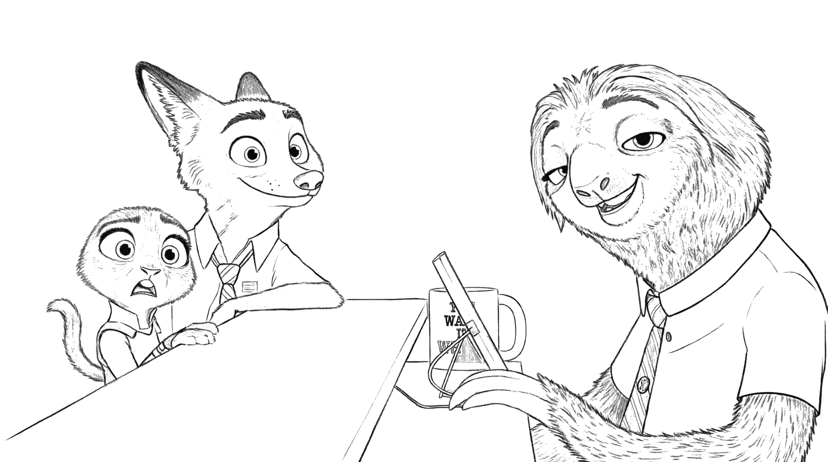 Preguiça de Zootopia para colorir