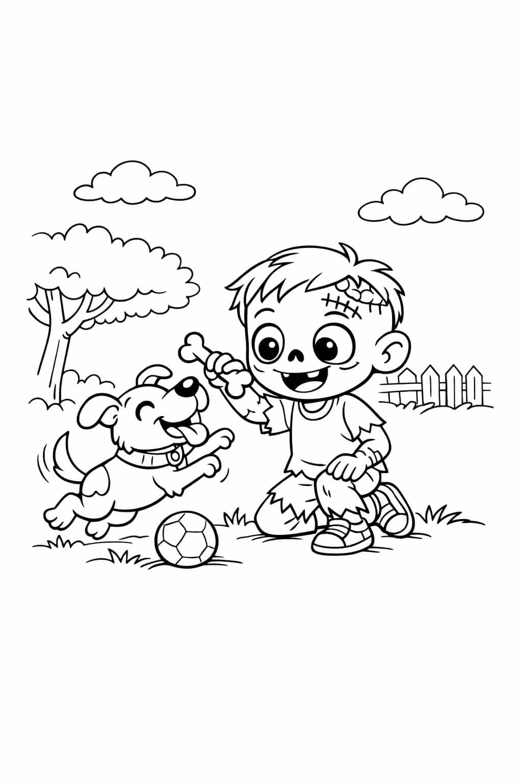 Zumbi e cachorro para colorir