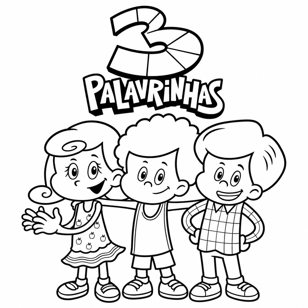 Desenho de 3 Palavrinhas para colorir