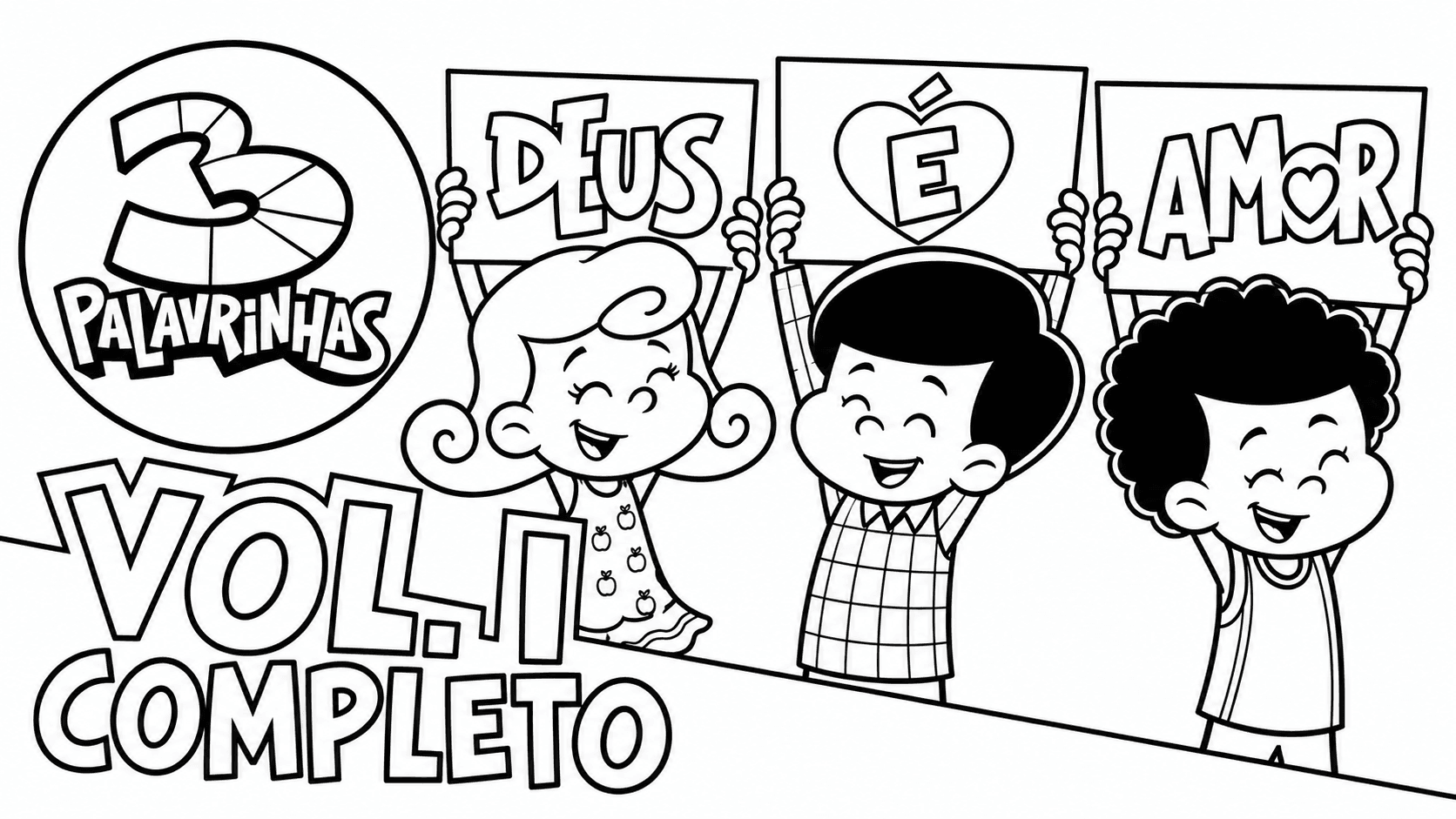 3 Palavrinhas Deus é Amor para colorir
