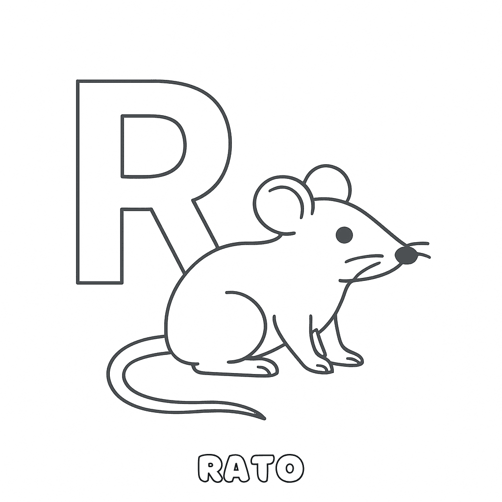 Letra R De Raton Desenhos do Alfabeto para colorir