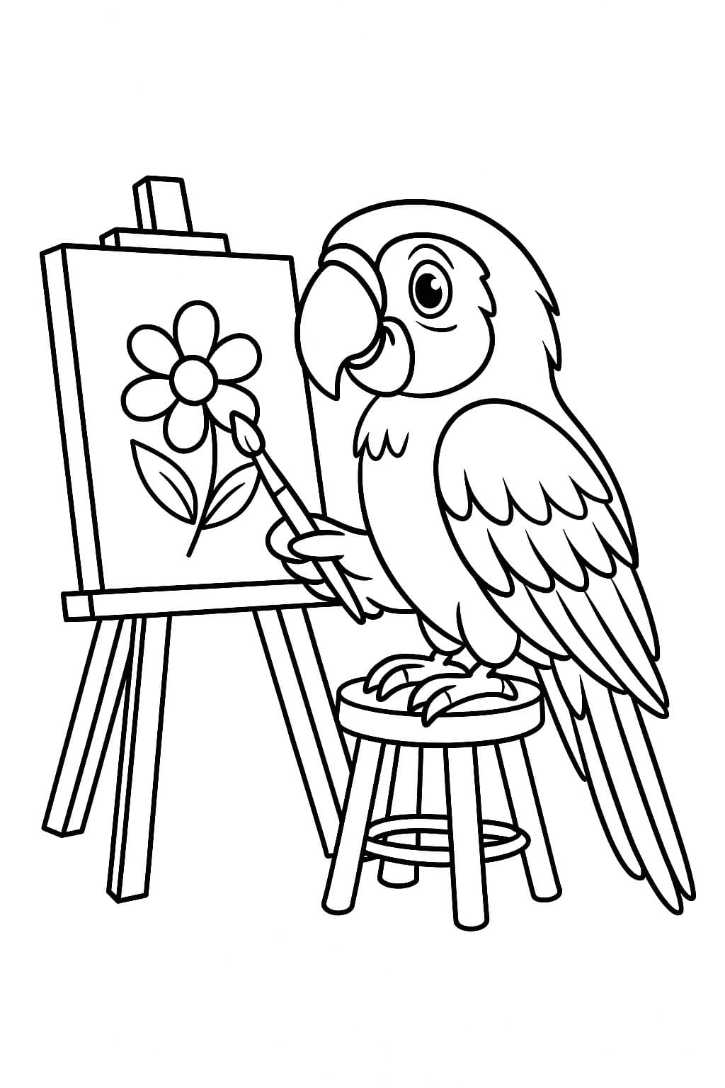 Arara artista para colorir
