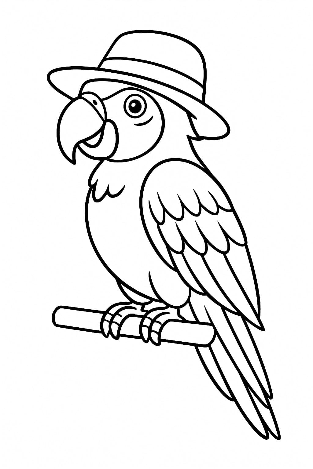 Arara com chapéu para colorir